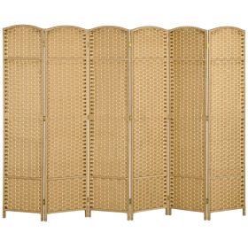 6 Panel Room Divider, 5.6 Ft Tall Freestanding Privacy Screen, Natural Wood Flexible Space Partition 6 Panel Room Divider, 5.6 Ft Tall Freestanding Privacy Screen, Natural Wood Flexible Space Partition